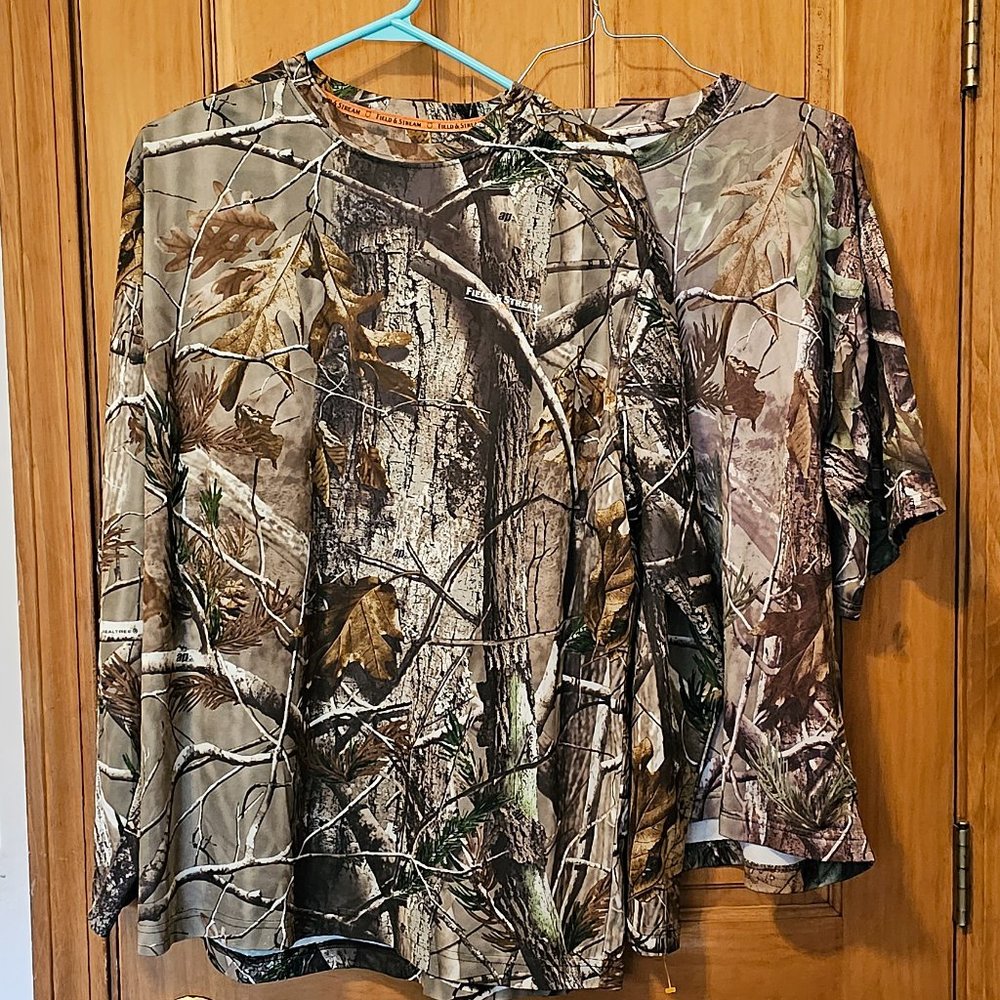 Large XL Camo Camouflage Long Sleeve & Short Sleeve Bundle SHirts